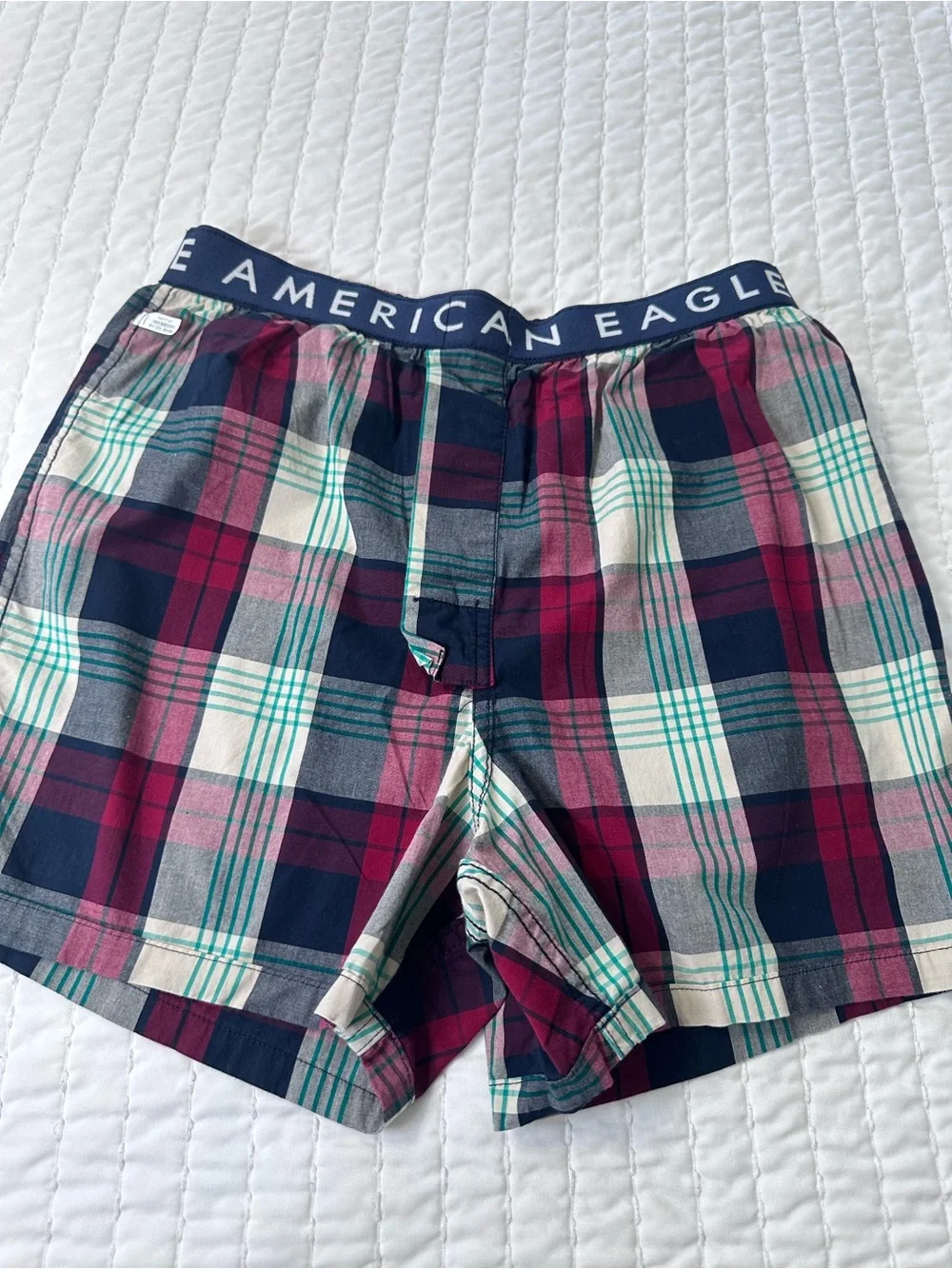 American Eagle Outfitters Stretch Plaid Classic Navy Boxers Short Sz S/P 29-31